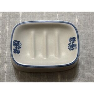 Vintage Pfaltzgraff USA Folk Art Stoneware Soap Dish/Sponge Holder Farmhouse EUC